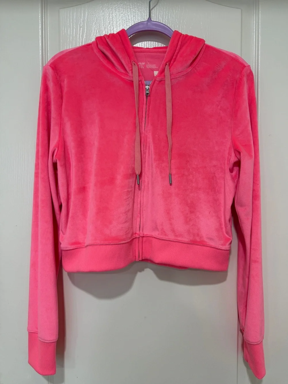 NWT Aerie Dreamy Velour Set Coral Sun Cropped Hoodie L Pants S Matching Set